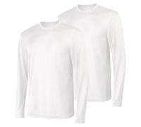 Hanes, maglietta a manica lunga Cool DRI con protezione UPF 50+, confezione da 2 White Large