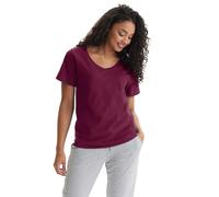 Hanes Maglietta da Donna con Scollo a V, in Cotone Filato ad Anello, a Maniche Corte, da Donna, Bordeaux, 3XL