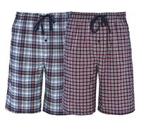 Hanes Men's 2-Pack Woven Pajama Sleep Shorts, Red Navy Plaid, X-Large