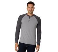 Hanes Men's Long-Sleeve Beefy Henley T-Shirt - Large - Oxford Gray/Slate Heather