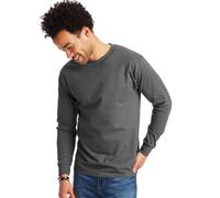 Hanes Men's Long Sleeve Beefy-T Shirt, Smoke Grey, Large (Pack of 2)