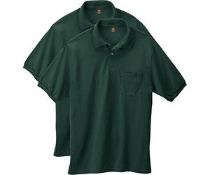 Hanes Men's Short Sleeve Jersey Pocket Polo, Deep Forest, XX-Large (Pack of 2)