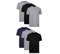 Hanes Men's Tagless ComfortSoft Crewneck T-Shirts, 6 Pack, Black/Grey, Large