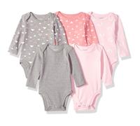 Hanes neonato Ultimate Flexy confezione da 5 body a maniche lunghe, bodystocking rosa/grigio, 0-6 mesi, USA