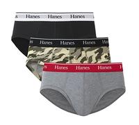 Hanes Originals - Confezione da 3 Slip da Uomo in Cotone Elasticizzato, Traspiranti, Nero/Mimetico, S