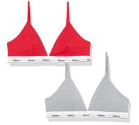 Hanes Originals Triangle Bralette Pack, Breathable Stretch Cotton Bras, 2-Pack Reggiseno, Opaque, Shelton Red/Cemento Heather, M (Pacco da 2) Donna