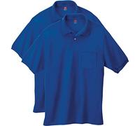 Hanes Polo da Uomo a Maniche Corte in Jersey con Tasca (Confezione da 2), Deep Royal, 4XL