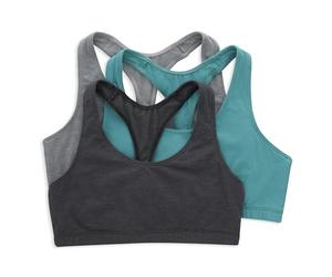 Hanes Racerback Bralette Pack, Low Impact Sports Bra, Solid Or Assorted, 3-Pack Reggiseno, Cemento Heather/Isle Green/Moonlite, S (Pacco da 3) Donna