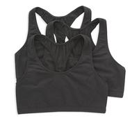 Hanes Racerback Bralette Pack, Stretch Cotton Knit Low Impact Bra, Reggiseno a T Back in Cotone Traspirante, Confezione da 3, Opaque, Nero/Nero/Nero, XS (Pacco da 3) Donna