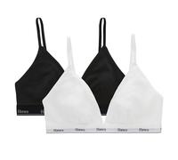 Hanes Originals Triangle Bralette Pack, Breathable Stretch Cotton Bras, 2-Pack Reggiseno, Bianco/Nero, XL (Pacco da 2) Donna