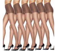 Hanes Silk Reflections Women's Control Top Reinforced Toe Pantyhose 6-Pack, Barely There, CD