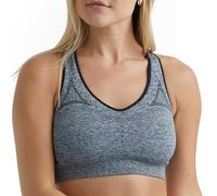 Hanes Sport Women's Seamless Racerback Sports Bra,Ebony Heather,Large
