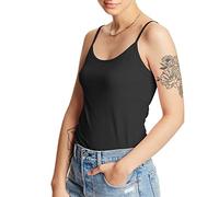 Hanes Stretch Cotton Cami with Built-in Shelf Bra Canottiera da Donna, Nero, S