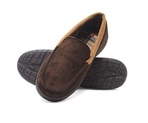 Hanes Textured Moccasin, Pantofole Uomo, Marrone, Medium