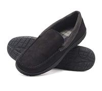 Hanes Mocassino Testurizzato, Pantofole Uomo, Nero, Small