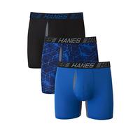 Hanes Total Support Pouch Men's Boxer Briefs Pack, Anti-Chafing, Moisture-Wicking Underwear with Cooling (Trunks Available), 3 Pack-Marled Regular Leg, Large