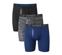 Hanes Total Support Pouch Men's Boxer Briefs Pack, Anti-Chafing, Moisture-Wicking Underwear with Cooling (Trunks Available), 3 Pack-Assorted Long Leg, Small