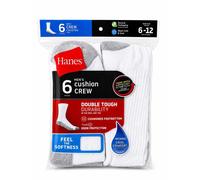 Hanes USA Calze Sportive Crew Bianco 6-Pack Mid Calf