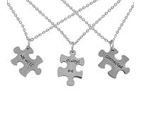 Hanessa 3 collane in argento puzzle pezzi we will always be connected collana per migliori amiche, regalo di Natale per fidanzato o fidanzata, Acciaio inossidabile