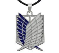 Hanessa- Collana da uomo e da donna, in pelle sintetica, con ciondolo in lega di zinco, in argento, colori blu e bianco, regalo per ragazzi, ragazze, adolescenti, fan di Anime e fumetti giapponesi