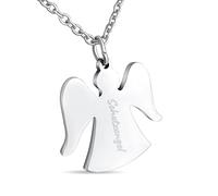 Hanessa Collana personalizzata con incisione in acciaio inox 50 cm con ciondolo angelo custode in argento - Regali personalizzati per bambini e adulti - Collana donna uomo ragazza ragazzo, acciaio