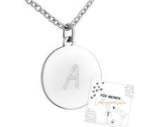 Hanessa Collana personalizzata con incisione in acciaio inox, 50 cm, con ciondolo rotondo in argento, collana personalizzata per la persona preferita, gioielli personalizzati da donna, uomo e bambino
