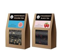 HANFANGLING Tè nero alla fragola & Oolong alla pesca bianca, Tè sfuse | Una scelta per godersi la bella vita, Foglie naturali, Un regalo perfetto (Tè nero alla fragola + Oolong alla pesca bianca)