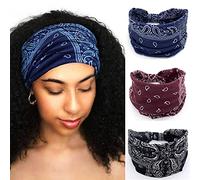 Hanfluenve 3 fasce larghe per le donne nere, blu, rosse, sportive, elastiche, turbanti, alla moda, accessori per capelli annodati