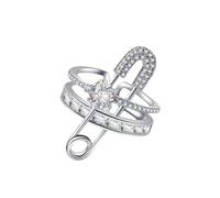Hanfluenve Anelli con clip di carta per le donne regolabili con strass spilla di sicurezza anelli a doppio strato brillanti anelli di cristallo a stella per ragazze gemme gioielli a mano per regalo