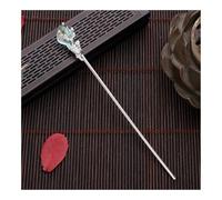 Hanfu - Bacchette per capelli vintage in metallo smaltato da donna (cristallo blu argento)