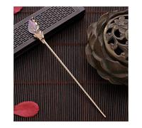 Hanfu - Bacchette per capelli vintage in metallo smaltato da donna (cristallo di giada dorato)