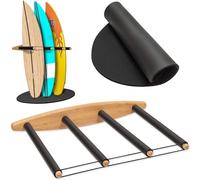 Hang 11 Rastrelliera verticale per tavola da surf, supporto per tavola da surf da parete, supporto per tavola da surf sostenibile in legno con tappetino in gomma, supporto per montaggio a parete