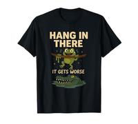 Hang In There - Meme con rana e coccodrillo, motivo umorismo scuro Maglietta