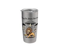 Hang On Storm's Not Over Funny Lion Bicchiere termico in acciaio inox doppia parete