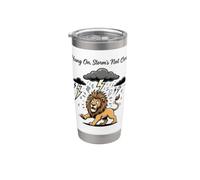 Hang On Storm's Not Over Funny Lion Bicchiere termico in acciaio inox doppia parete