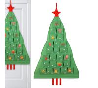 Hangable Countdown Calendar | Advent Fabric - 24 Days Christmas Tree Shape Bag For Home Decorators Collectors Living Room Bedroom Office Wall Door Fireplace Study Mantel Candies Snacks