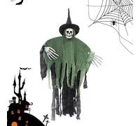 Hangable Skeleton Ghost Halloween Decor | Outdoor Halloween Witch Hanging Prop | Indoor Halloween Ghost Decorations Haunted House Skeleton Props Spooky Halloween Hangable Witch Decoration for Yard