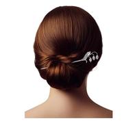 HangErFeng Forcina per capelli da donna, in argento, con campanella, giglio, fiore, forcina spazzolata, chignon argentati, accessorio updo da 15,2 cm, 92