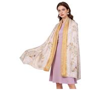 HangErFeng Premium Seta Hua Luo Oversize Stampato Scialle Donne Elegante Jacquard Sciarpa Beige 1596