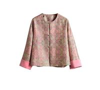 HangErFeng Silk Song Brocade Round Neck Long Sleeve Jacket 320, Rosa, Small
