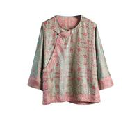 HangErFeng Silk Song Brocade Round Neck Long Sleeve Jacket 321, Verde, Large