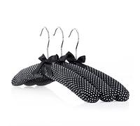 Hangerworld 10 Grucce Appendiabiti 43cm Nere a Pois con Morbida Imbottitura e Rivestimento in Stoffa
