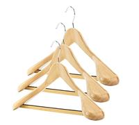 HANGERWORLD 3 Grucce 45cm in Legno Laccato con Spalline Larghe e Barra Porta Pantaloni Antiscivolo