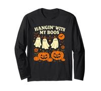 Hangin' With My Boos Carino Halloween Fantasma Zucche Maglia a Manica