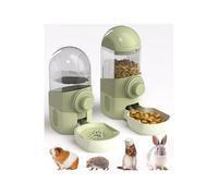 Hanging Automatic Rabbit Food Drinker and Feeder, Suitable for Chinchillas, Guinea Pigs, Hedgehogs Small Green