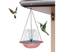 Hanging Bird Feeder, Bird Bath Solar Fountain, 9.25x18.11 Inches Size Comfortably and Portable, Outdoor Garden Wildlife Decor for Yard Porch Landscape Patio, Bronze