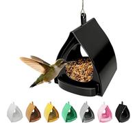 Hanging Bird Feeder for Garden with Roof, Open Design Station with Hut Shape Hangable Mounted Feeder, Birds for Outside Garden Winter Balcony Viewing (Black)