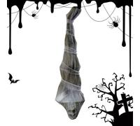 Hanging Corpse, Halloween Prop, Life-Size Cocooned Skeleton with LED Eyes and Motion-Activated Sound Effects, Loop Reusable Yearly Displays, Spooky Display for Ceiling Lawn Yard Garden