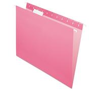 Hanging File Folders, 1/5 Tab, Letter, Pink, 25/Box