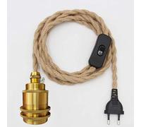 Hanging Kit di Lampade in Corda di Canapa, Edison Retro lampada a Sospensione, Portalampade a Sospensione E27 in Metallo con Spina E Interruttore, DIY Lampadario, per Cucina Magazzino Fattoria.